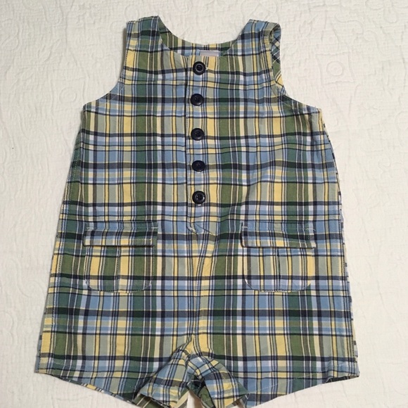 6-12m (4/$20) Plaid Cotton Short Rompers by Old Navy - Picture 4 of 7